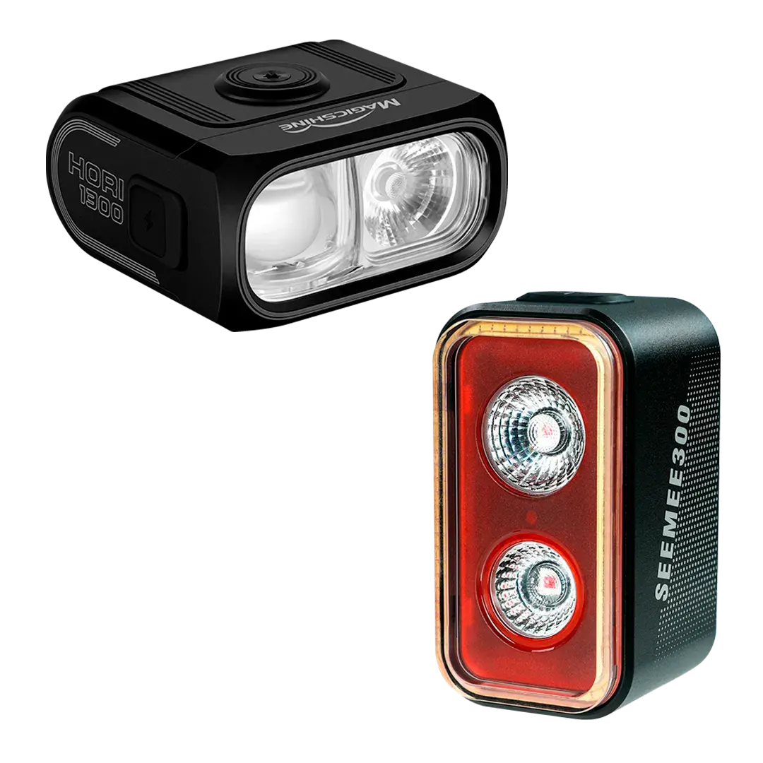 Combo Luces para Bici de Carretera HORI 1300 + SEEMEE 300 | Magicshine Perú Combo Luz Delantera Magicshine HORI 1300 + Luz Trasera Magicshine SEEMEE 300 - Imagen 1